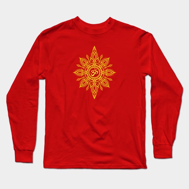 Intricate Golden Yoga Om Star Long Sleeve T-Shirt by jeffbartels